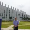 Professor Gary Bunt at the Universitas Islam Internasional Indonesia - in front of the mosque.