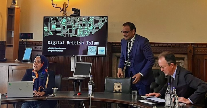 Prof. Sariya Cheruvallil-Contractor. Ayoub Khan MP. Prof. Gary R. Bunt, Digital British Islam Policy Seminar, 7 July 2025. Photo: Yvonne Howard-Bunt