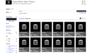 screenshot: Digital British Islam archive-it page.