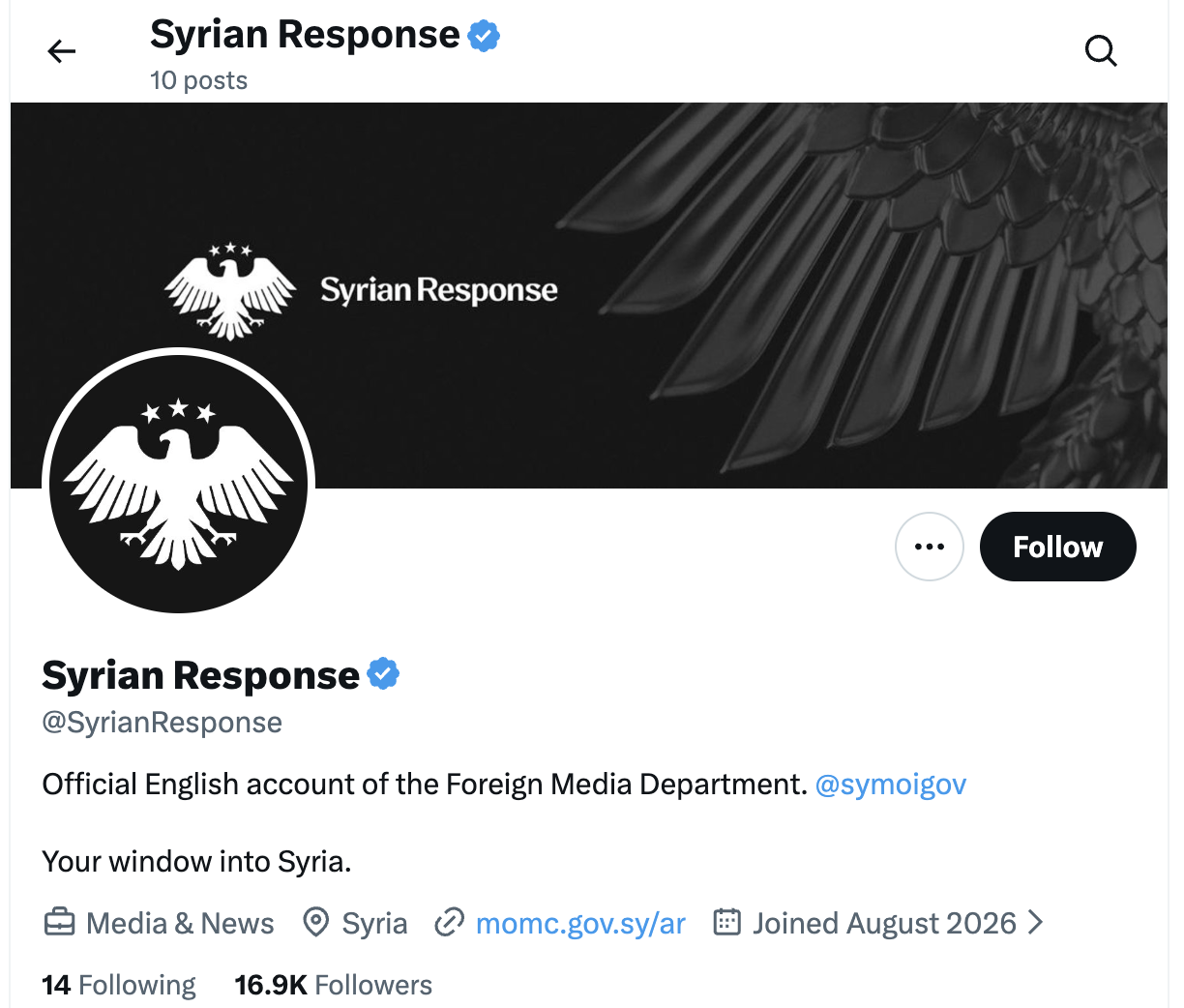 Syrian Response X account 28.8.26